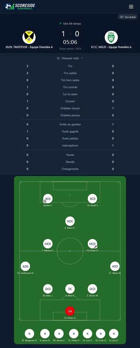 Match en direct ScoreSide Football